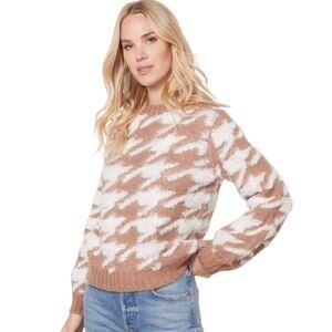 NWT Line & Dot Houndstooth Plush Pullover Sweater Size M